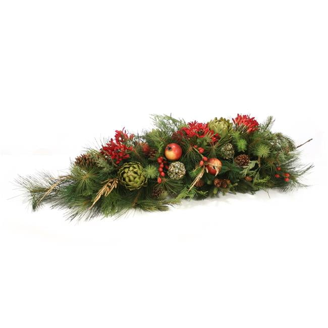 Unisex Red Agapanthus with Fruit & Mixed Pine