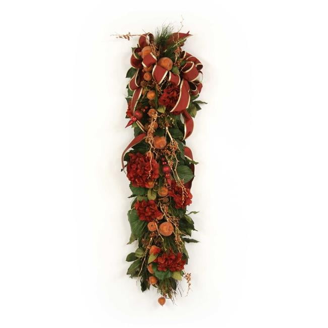 Picture of Disttive Designs X06XA1 Unisex Burgundy Hydrangeas with Ornaments & Foliage Wall or Mantle Arrangement - Red