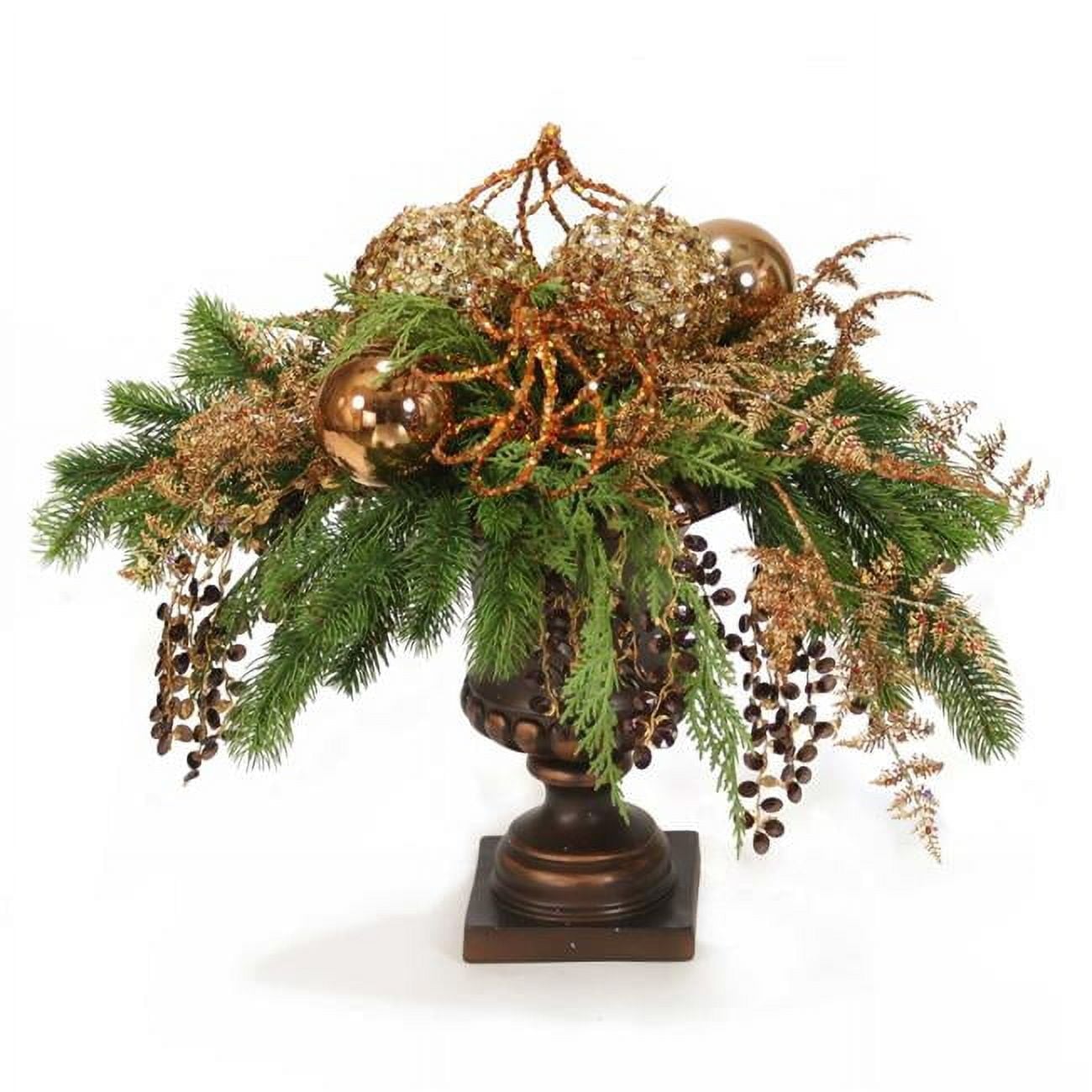Unisex Green Pine with Bronze Ornaments & Gold Accents