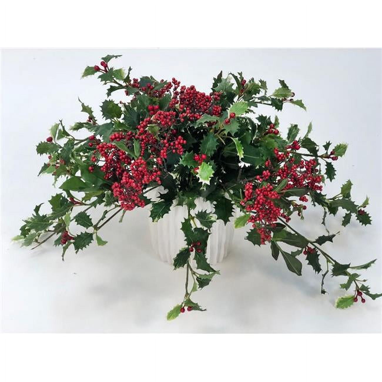Unisex Holly Berry in White Haven Vase - Green