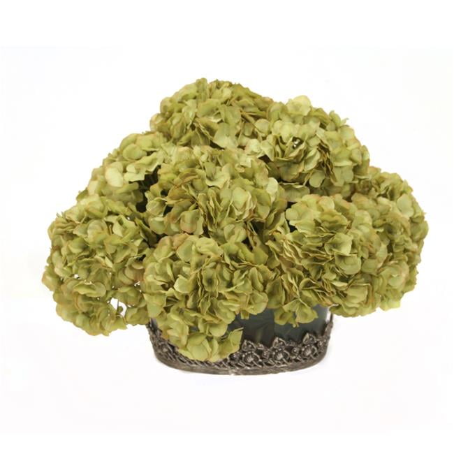 Unisex Waterlook-R Puddled Hydrangeas in Glass - Green