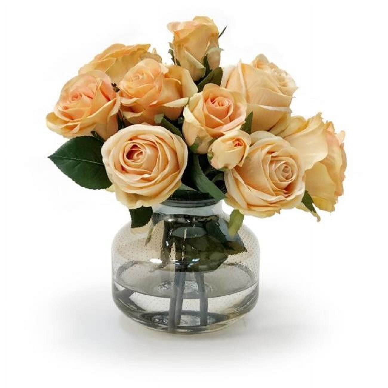 Unisex Talisman Rose in Light Amber Metallic Vase - Orange