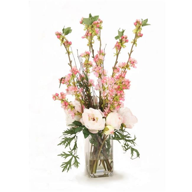 Unisex Cream Pink Peonies with Pink Pear Blossoms