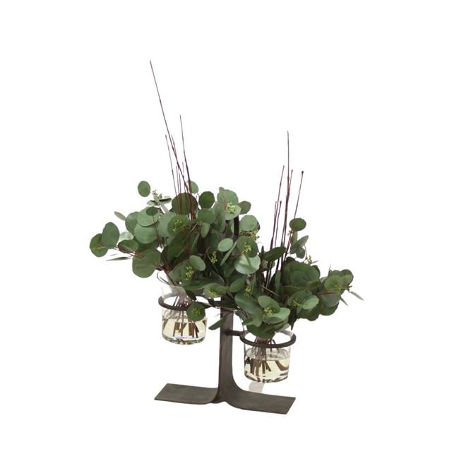 Disttive Designs 17312 Unisex Silver Dollar Eucalyptus in Small Flared Glass with Metal Stand - Green