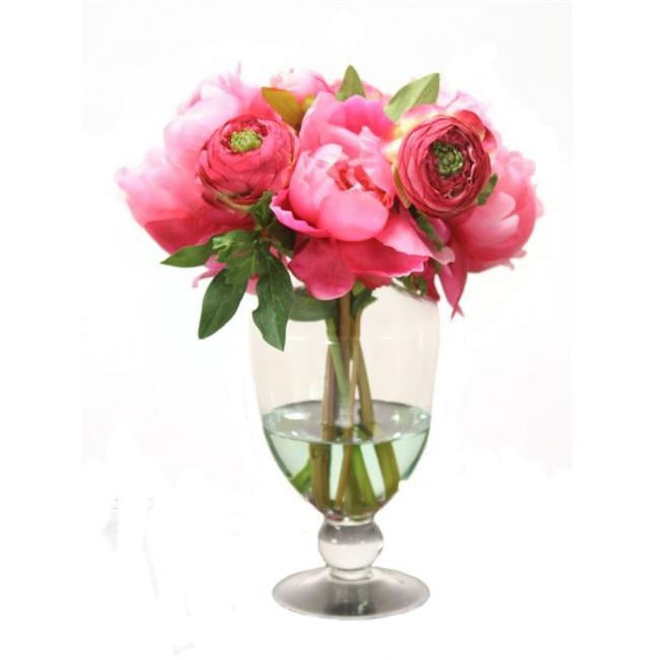 Unisex Pink Peonies Mixed with Ranunculas in Glass Urn