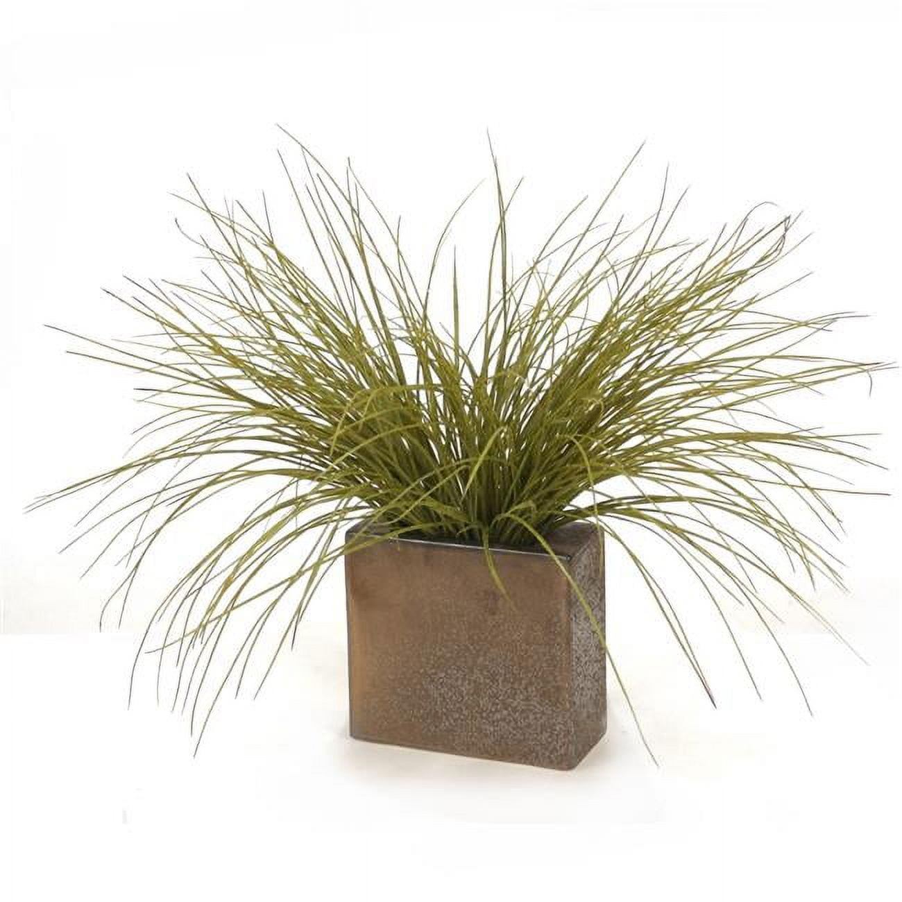 Unisex Olive Grass in Bronze Pillow Vase - Green