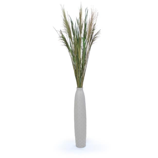 Disttive Designs 3042 Unisex Pampas Grass with Wild Grass, Whip Grass & Plum Reeds in Grey Vase - Green