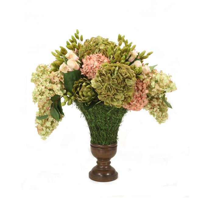 Unisex Hydrangea Mix in French Wire Urn - Pink