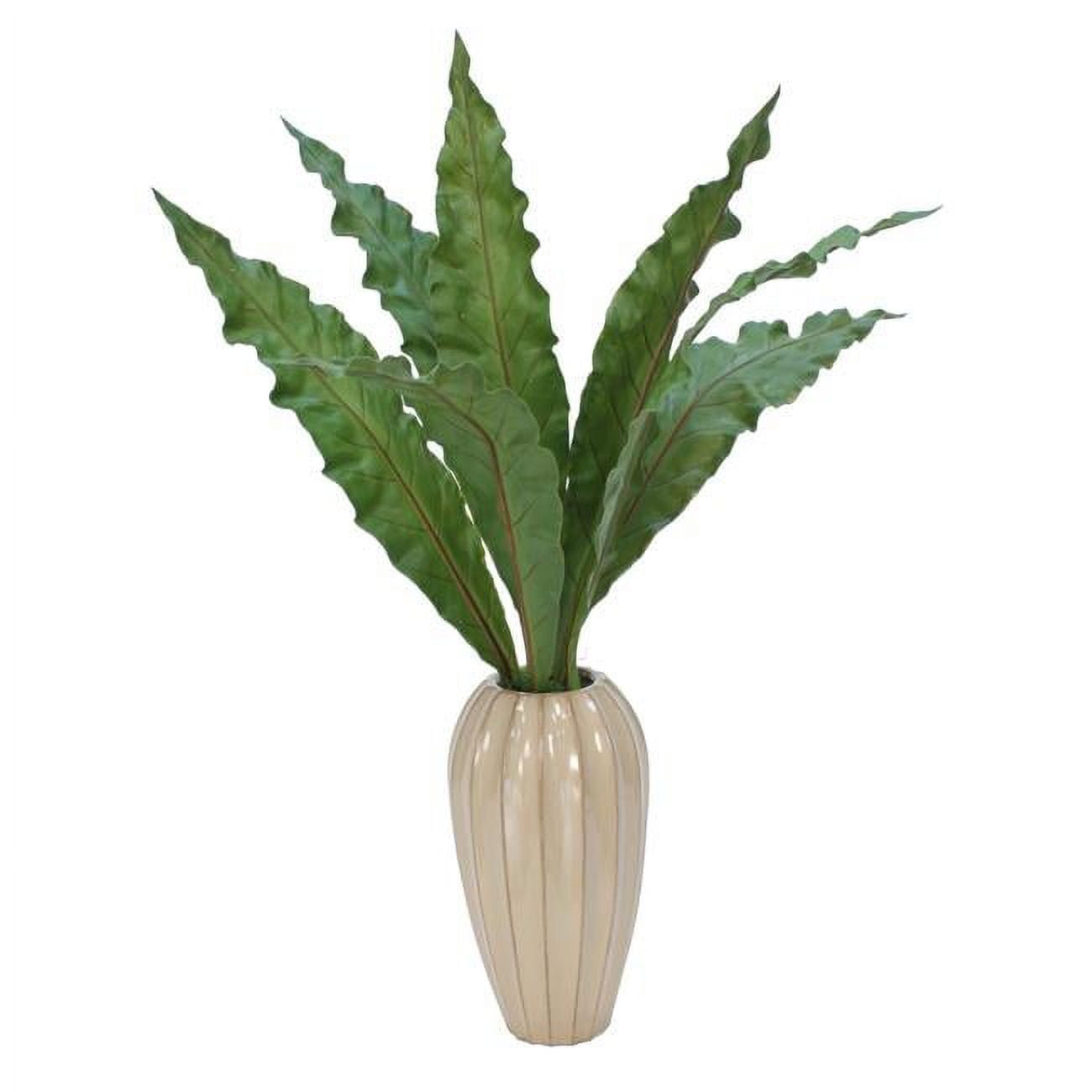 Unisex Anthurium Leaves in Tall Earthenware Vase - Green