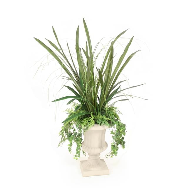 Picture of Disttive Designs 7009 Unisex Fern with Cymbidium Foliage & Ivy in Grey Classic Urn - Green