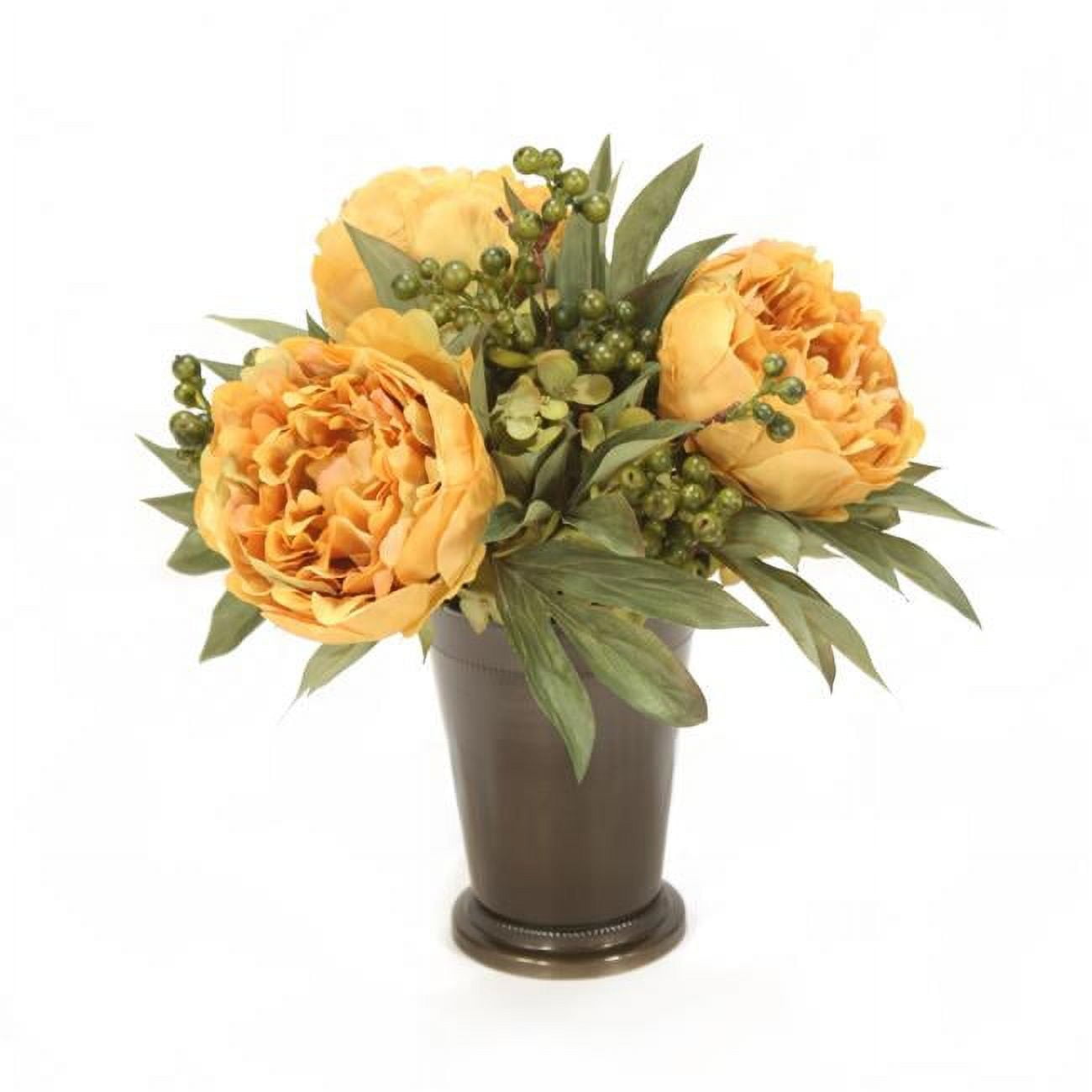 Unisex Hydrangea & Peony with Berries in Small Juliet Cup - Green