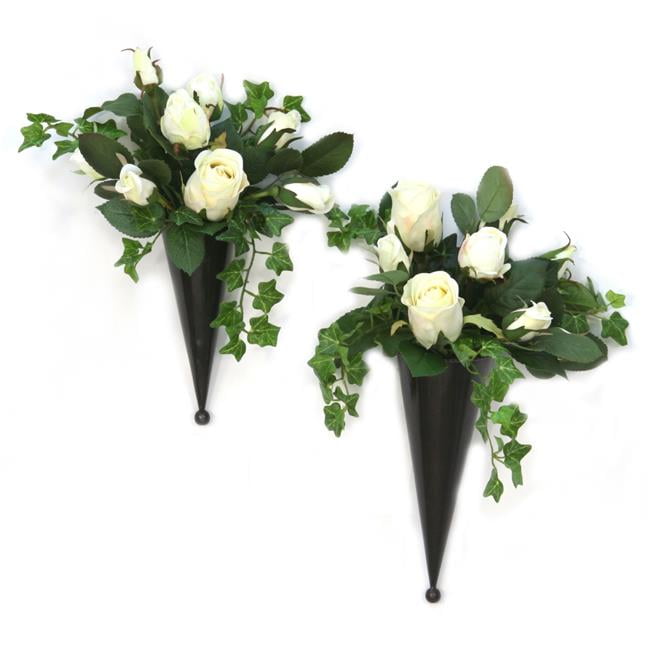 Picture of Disttive Designs 7590A Unisex Cream White Nosegays in Bronze Metal Cones for Wall Hanging - Green