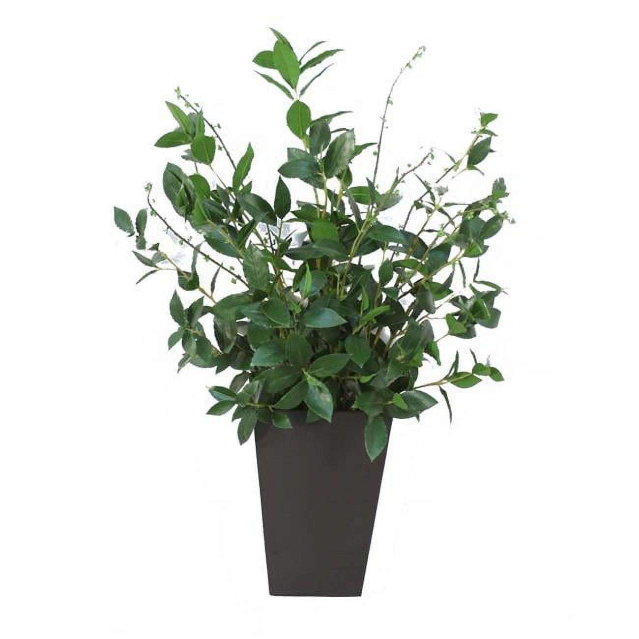 Disttive Designs 8200 Unisex Laurel Greenery with Salix Vine Leaves in Flared Metal Vase - Green