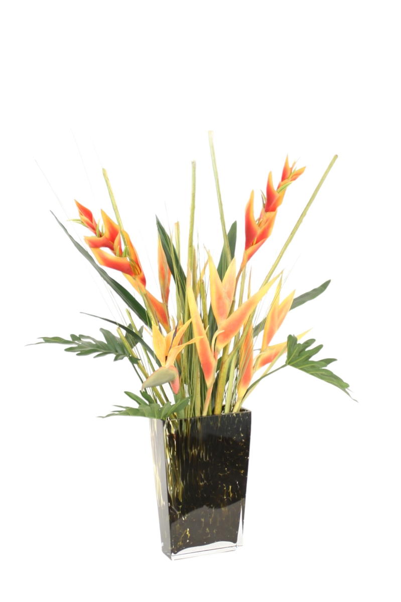 Distinctive Designs 17351 Luxury Artificial Decor Mixed Tropical Flowers & Foliage in Leopard Vase