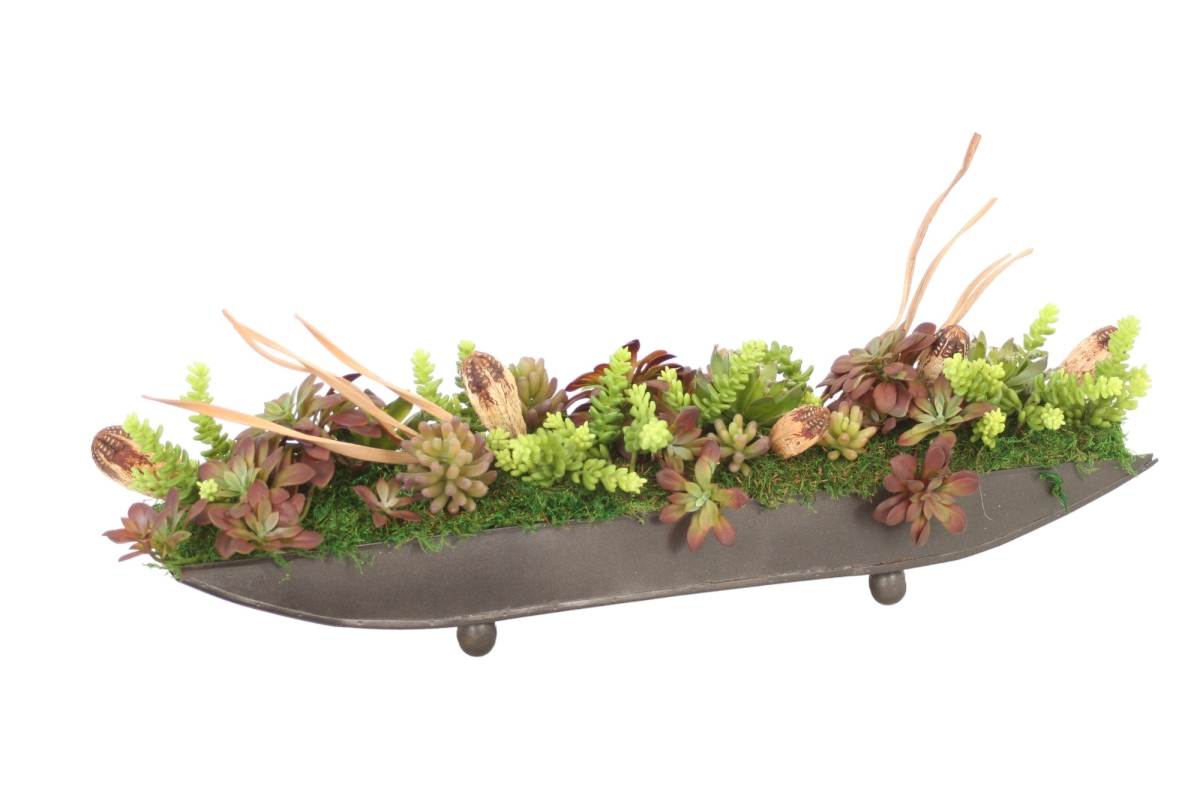 Distinctive Designs 1939B Luxury Artificial Decor Succulents in Bronze Tray