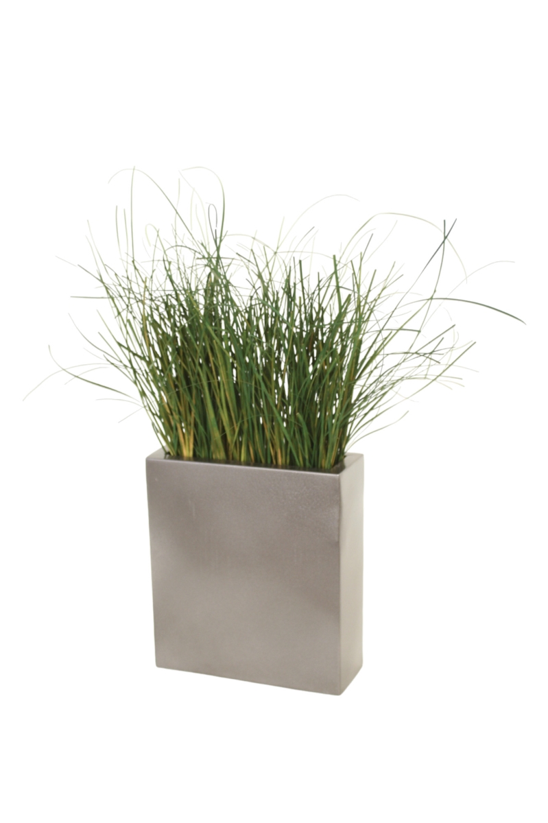 Distinctive Designs 20069 Luxury Artificial Decor Olive Green Grass in Pewter Pillow Planter