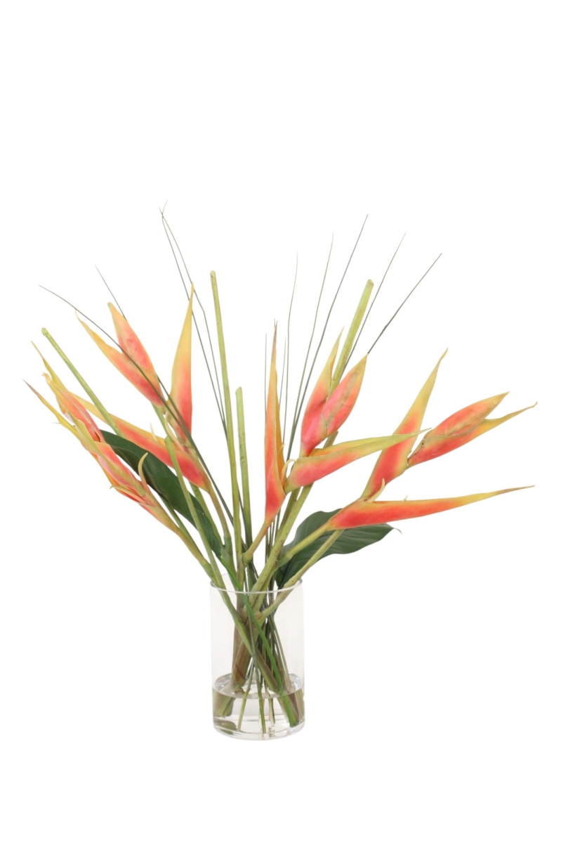 17414 Heliconia's with Mixed Green Grass and Split Philo Leaf
