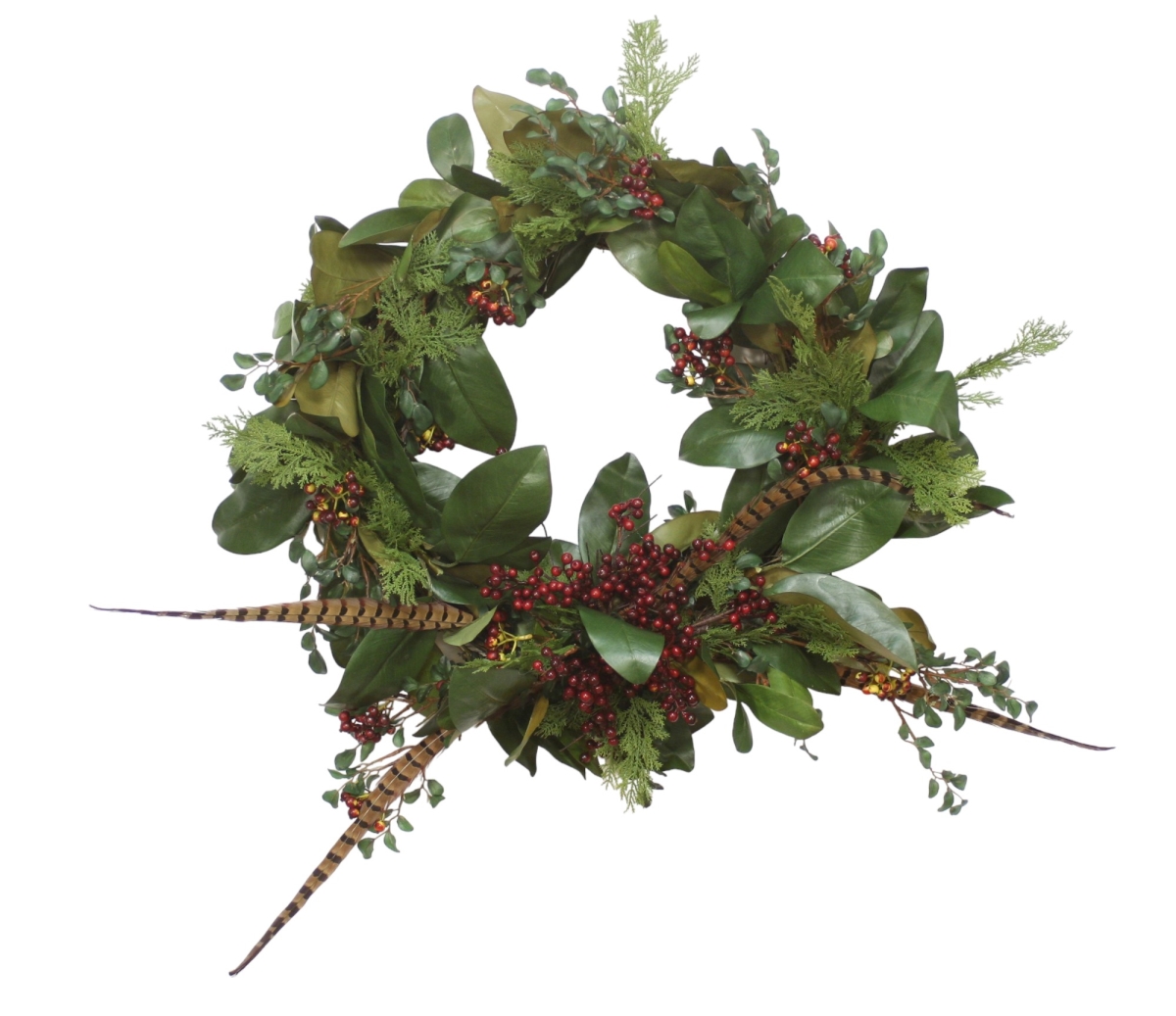 XA301A Distinctive Designs 30 Magnolia Foliage Wreath with Berries and Feathers