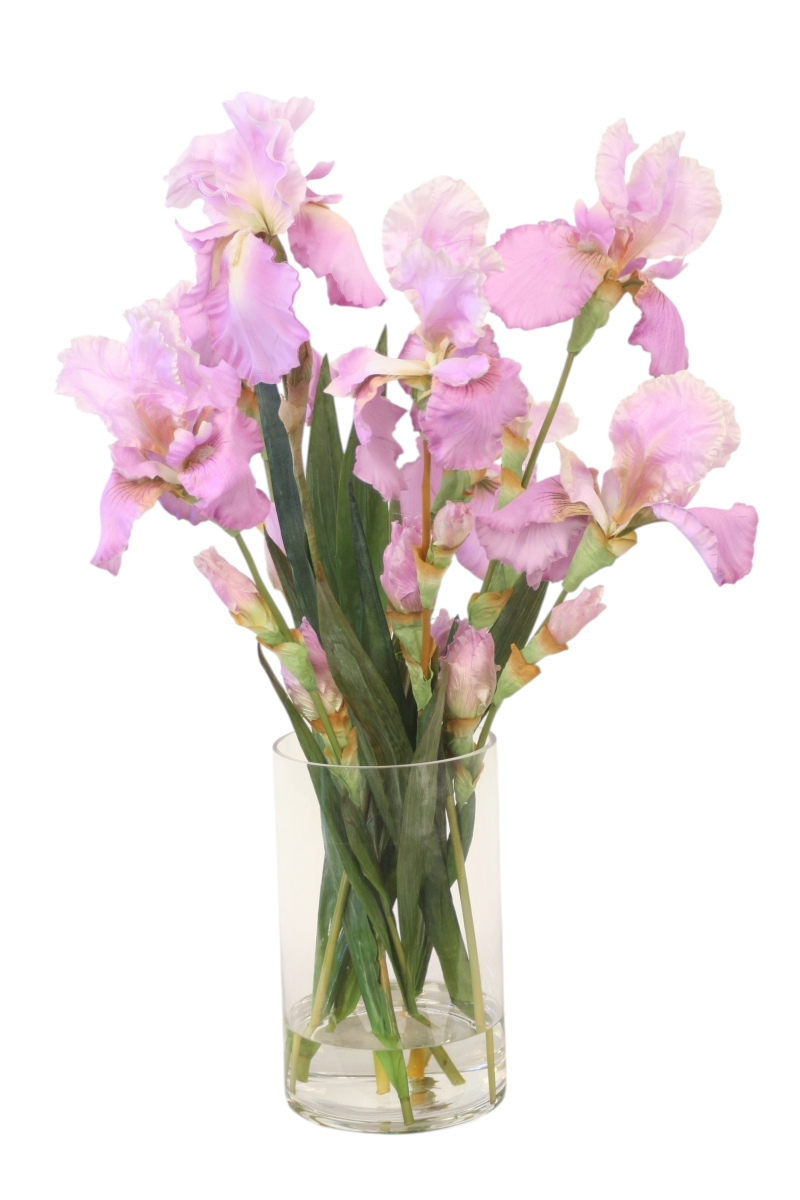 Distinctive Designs 17418 Lavender Iris in Round Cylinder Vase