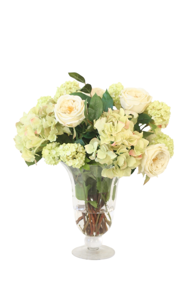Distinctive Designs 17425 Rose, Hydrangea & Snowball in Flared Vase