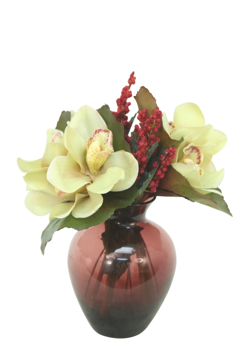 Distinctive Designs 17430 Cymbidium Orchids in Violet Vase