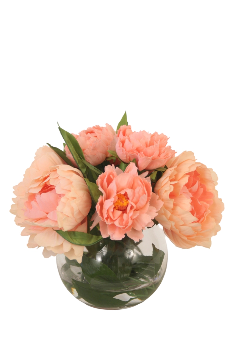 Distinctive Designs 17432 Peach Peonies in Round Vase