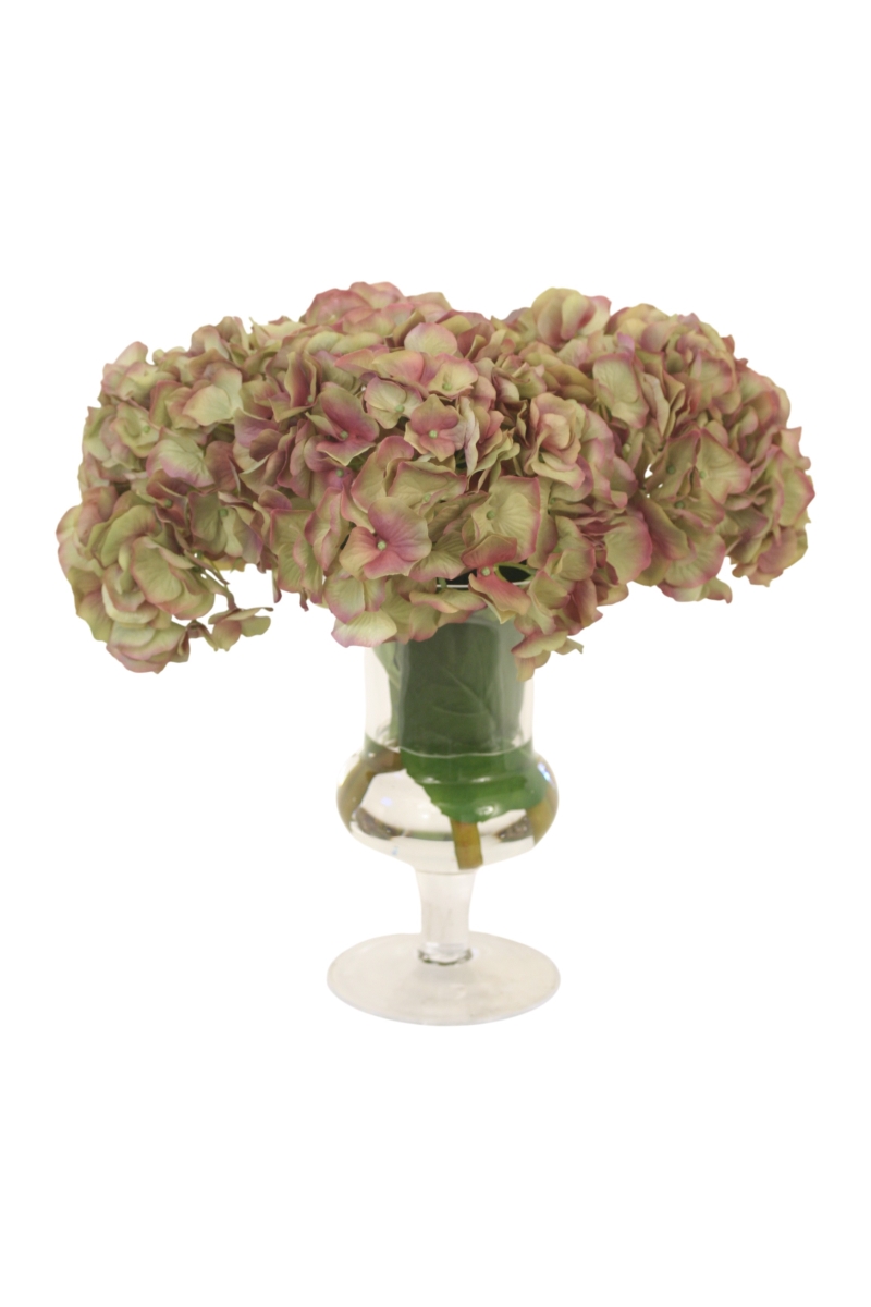 Distinctive Designs 17433 Amethyst Green Hydrangea in Glass Urn