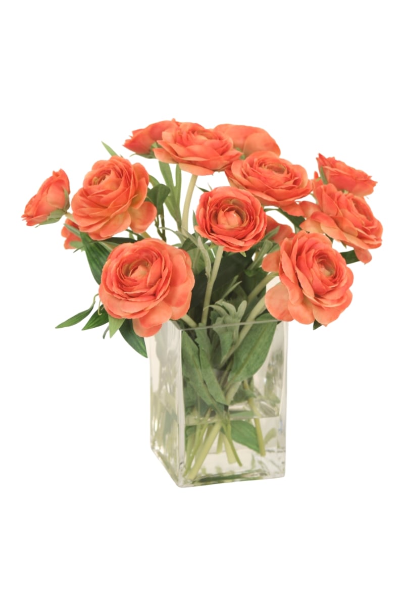 Distinctive Designs 17435 Coral Ranunculus in Glass Vase
