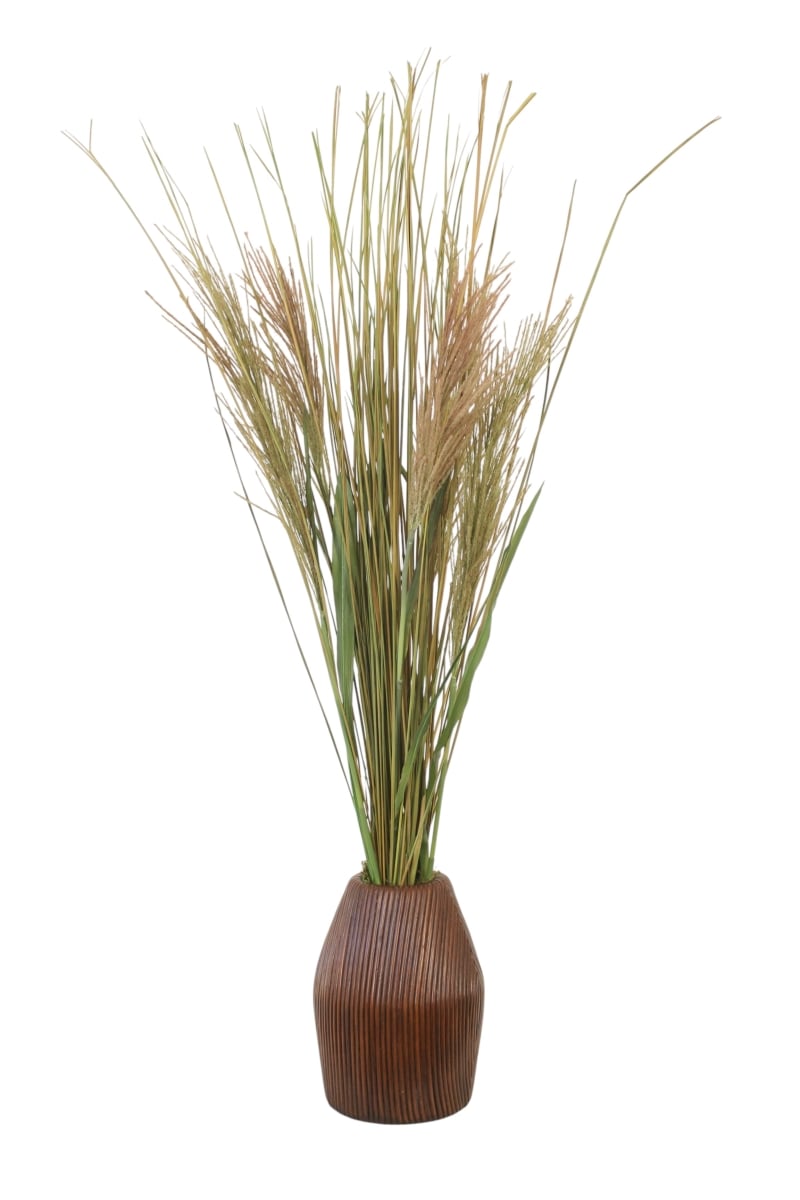 Distinctive Designs 20166 Pampas Grass with Green Whipped Grass in Rattan Basket