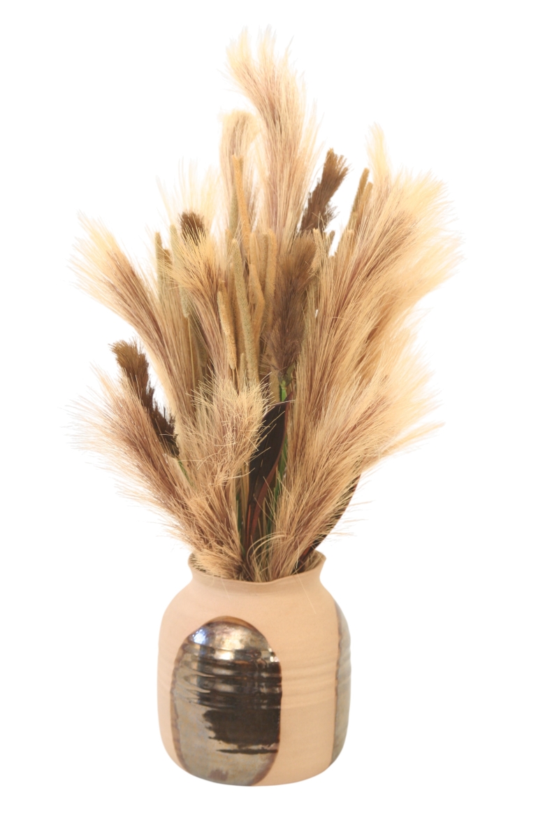 Distinctive Designs 20170 Pampas Grass in Tan Two Toned Pot