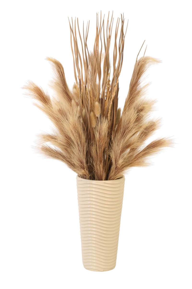 Distinctive Designs 20171 Pampas Grass in Wavy Textured Pot