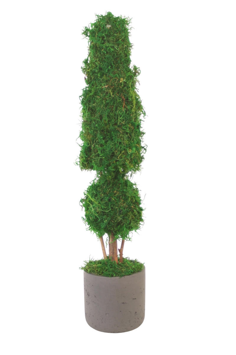 Distinctive Designs 20176 Cone & Ball Topiary with Moss in Black Pot