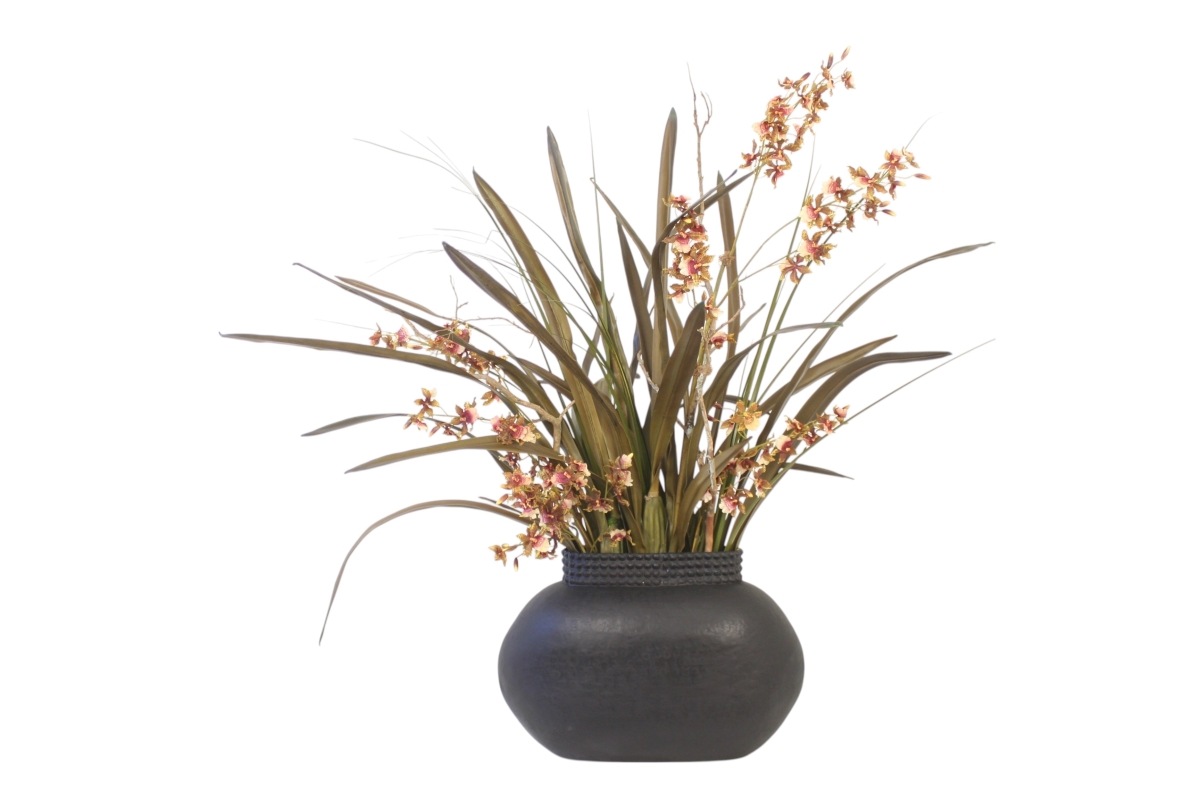 Distinctive Designs 30107 Oncidium Orchids with Foliage in Brown Planter