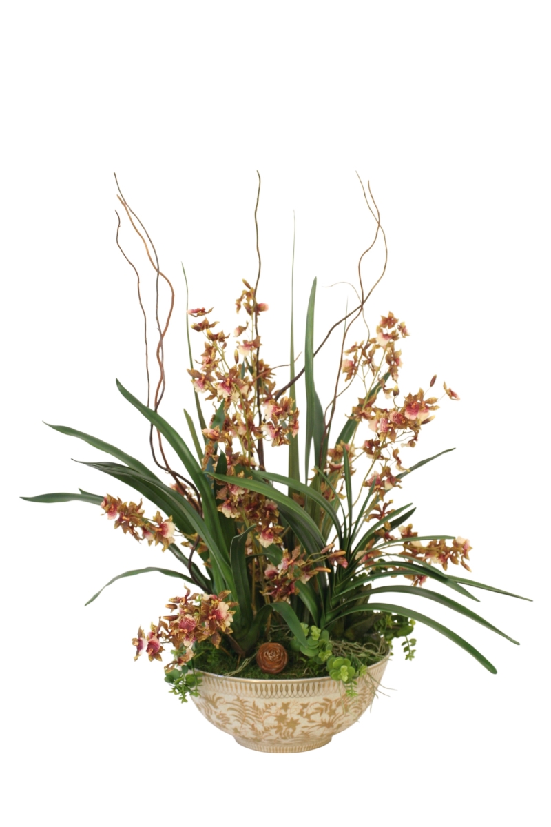 Distinctive Designs 30108 Oncidium Orchids Garden Mix in Porcelain Bowl