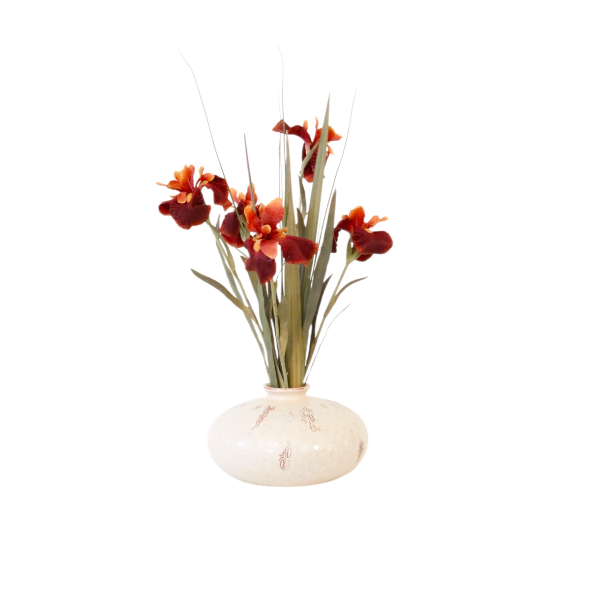Distinctive Designs 30110 Rust Iris in Round Beige Planter