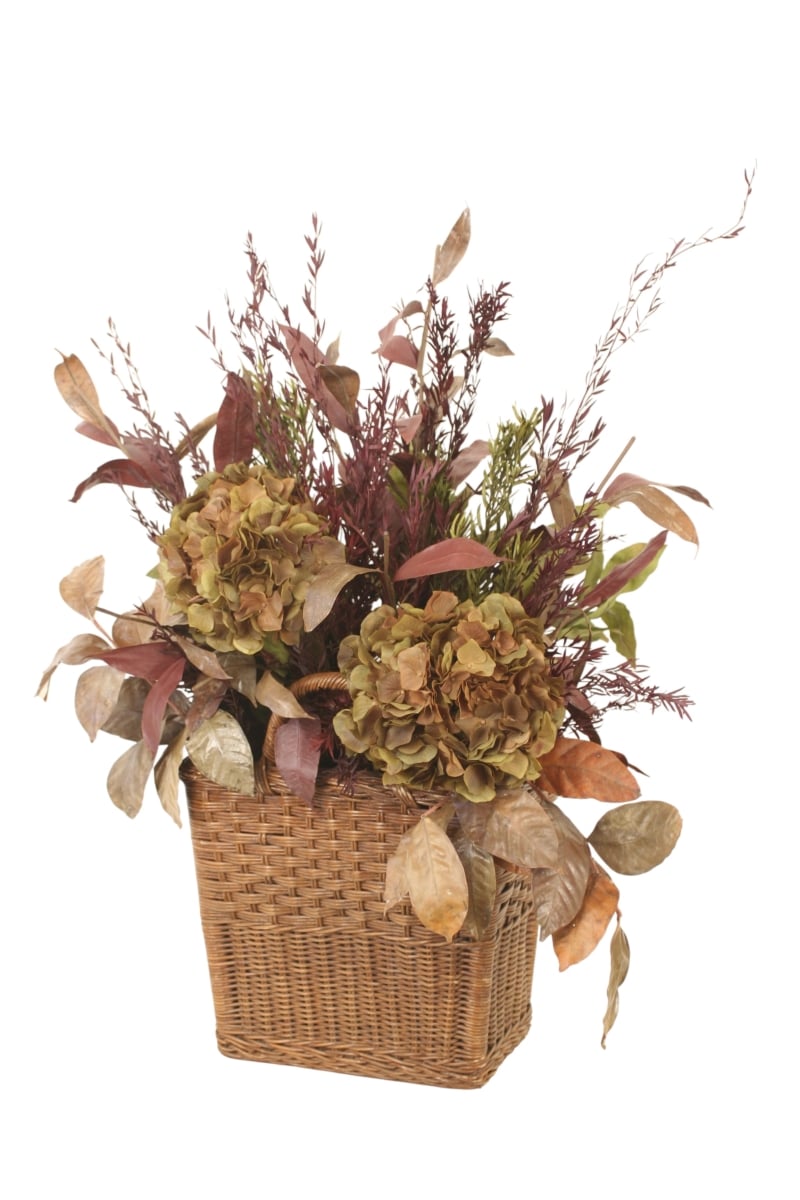 Distinctive Designs 30117 Hydrangea Mixed with Salal & Lemon Leaf & Myrtle in Basket