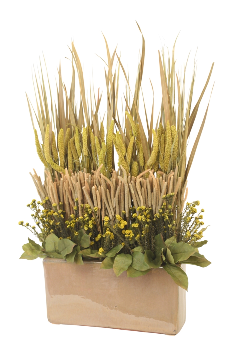 Distinctive Designs 30120 Mixed Drieds in Mocha Glazed Planter