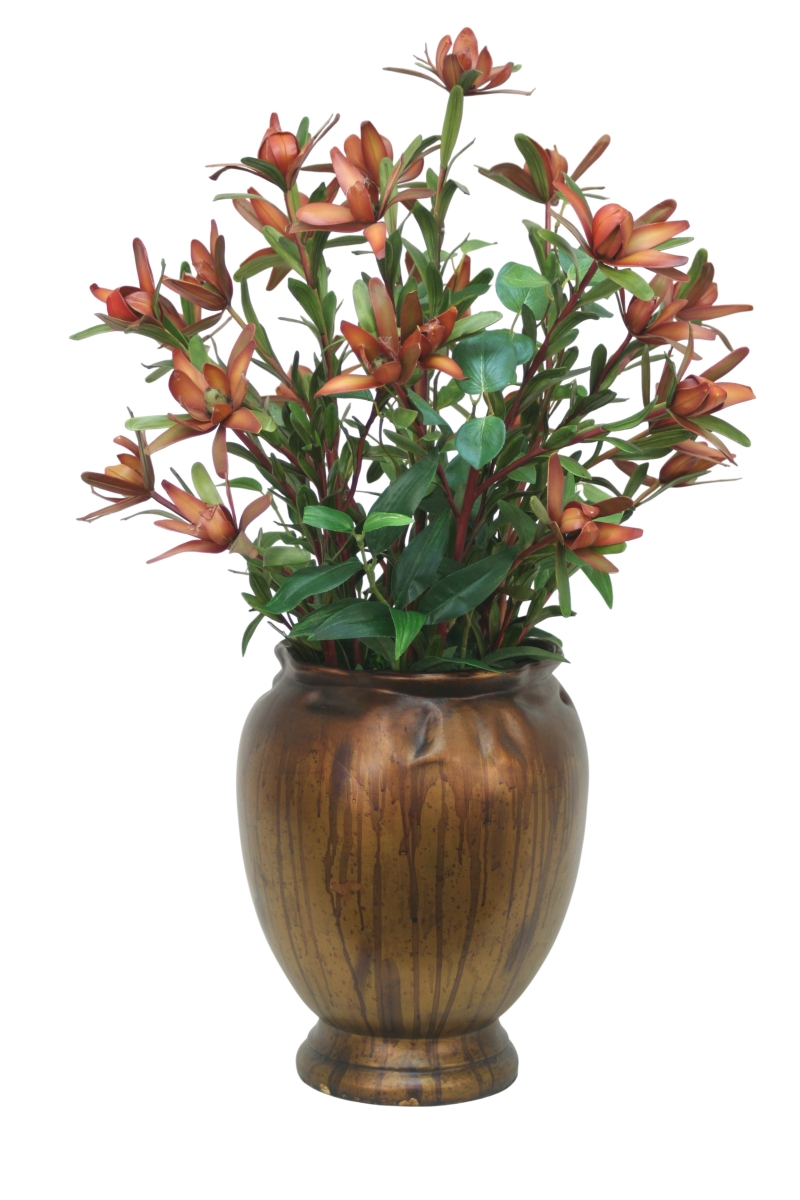 Distinctive Designs 30126 Protea Branches in Antique Gold Leaf Vase