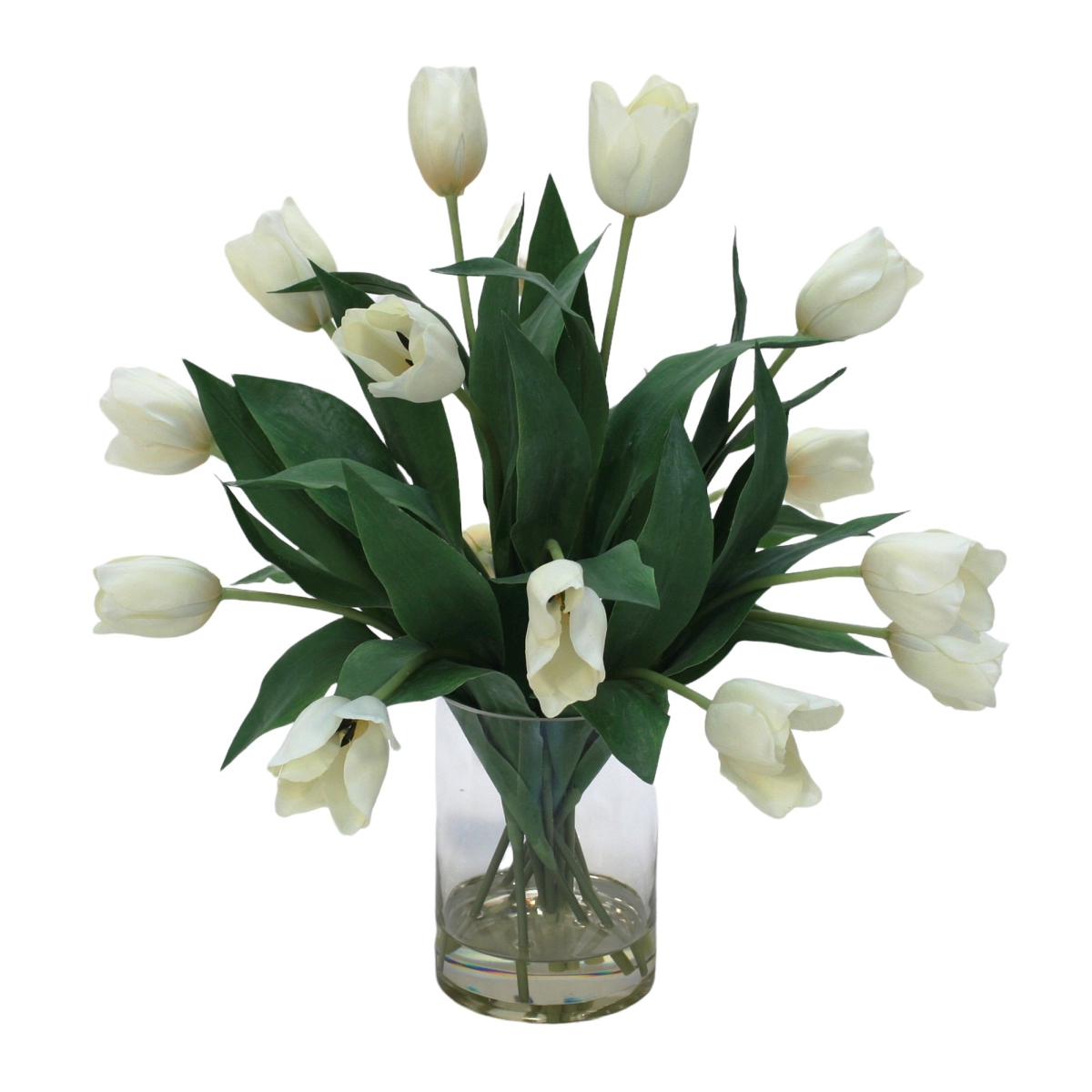 15412J Distinctive Designs Waterlook® Ivory Tulips in Glass Cylinder
