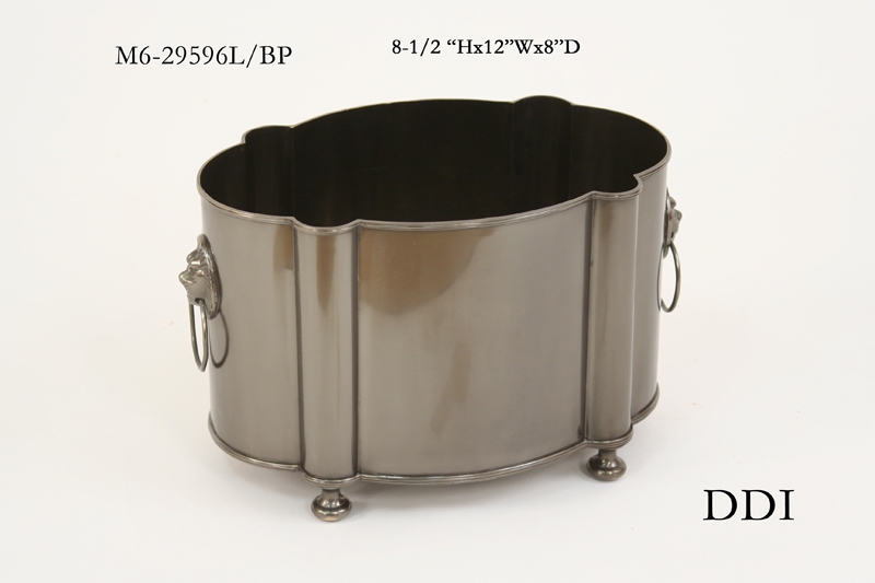 M629593LBP Oval Planter W/Lion Face Hdls