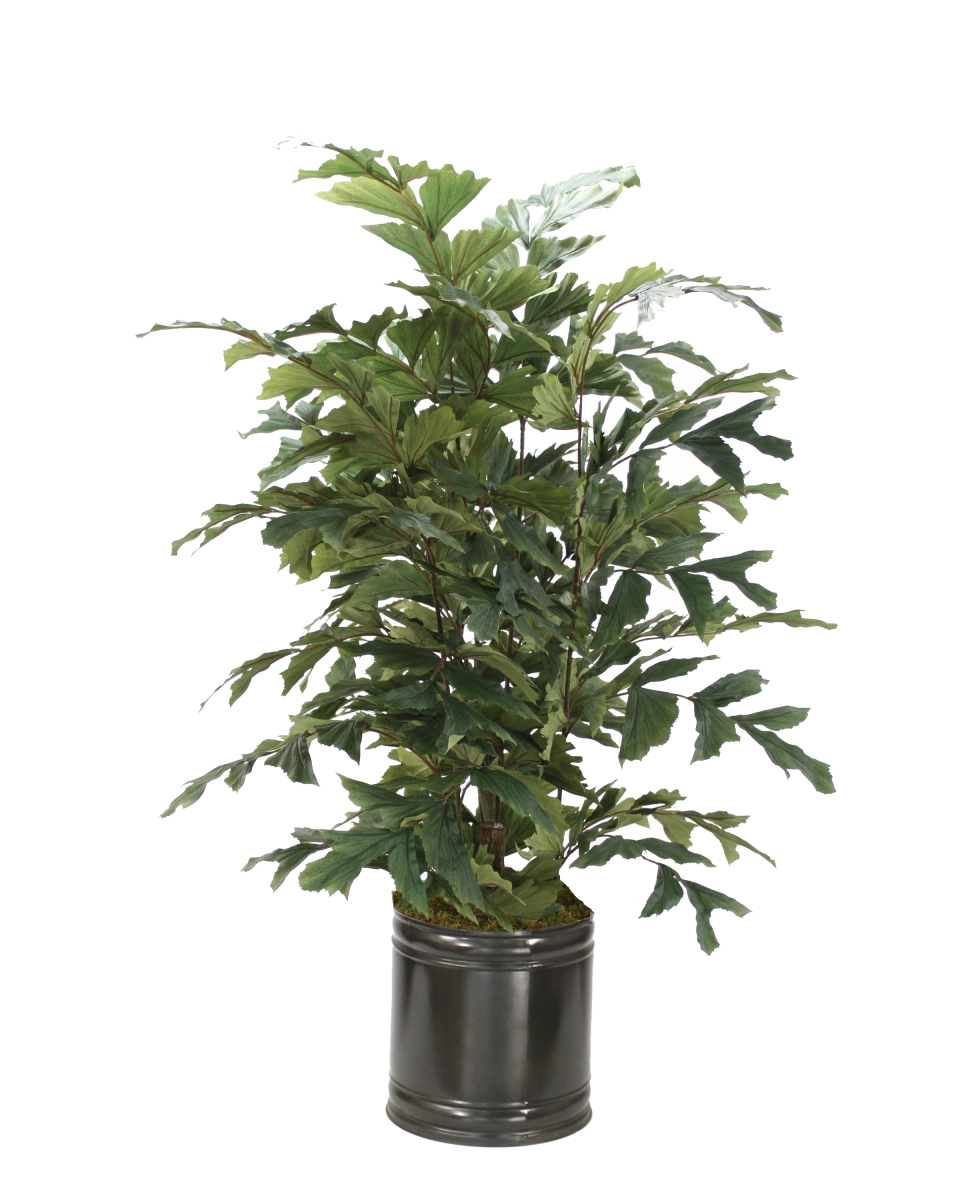 2852E Distinctive Designs 4' Fishtail Palm in Round Bronze Metal Planter
