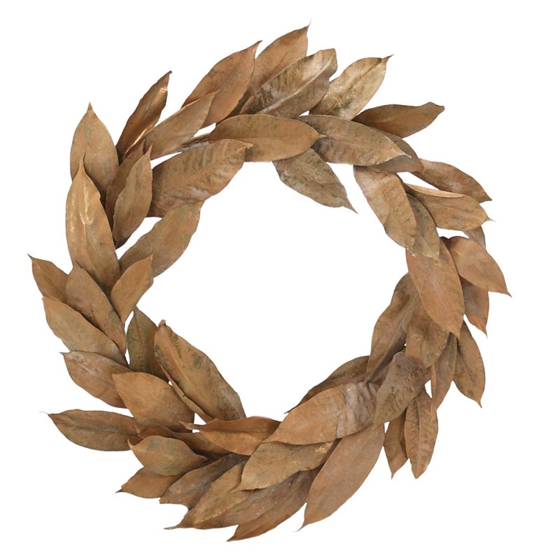 DW-1553-BW DURIAN LEAVES WREATH Gold Brown (Pack 2)