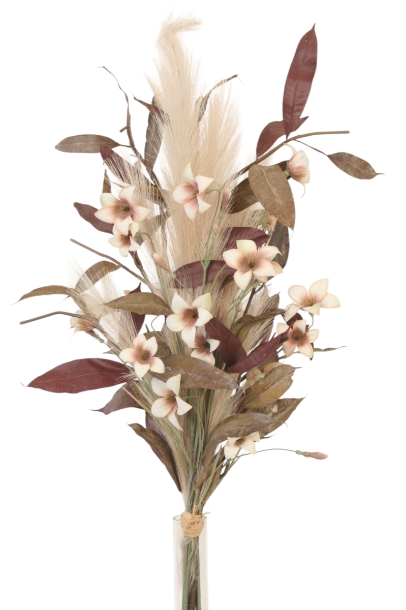 BQ-20 Lt. Ivory Pampus and Campanula with Green Branches in Bouquet
