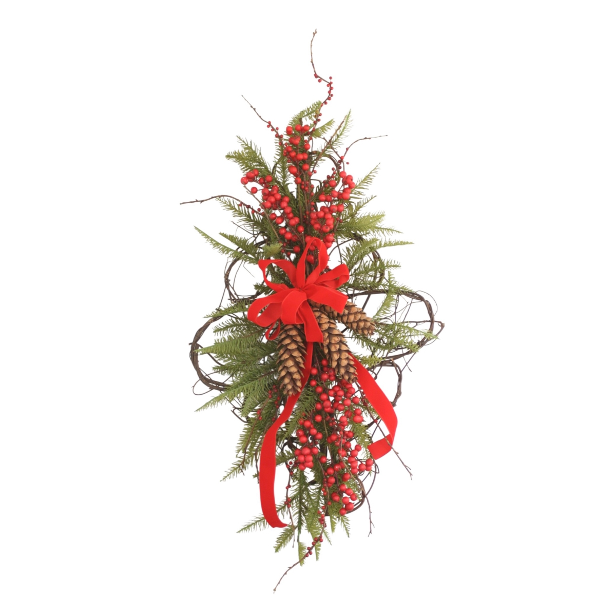 X01XA41 Rustic Vine with Fir, Red Berries, and Cones