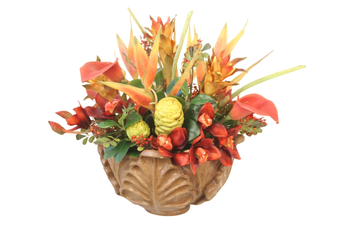 30172 Tropical Mix in a Decorative Leaf Planter
