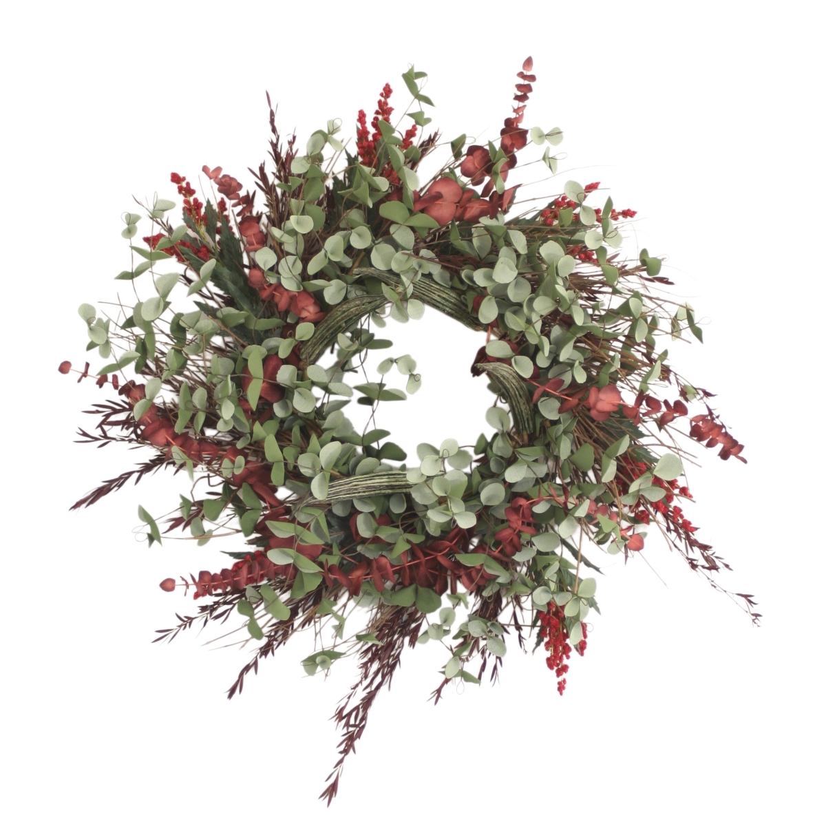 20103A Eucalyptus, Heather, and Preserved Lepto Wreath