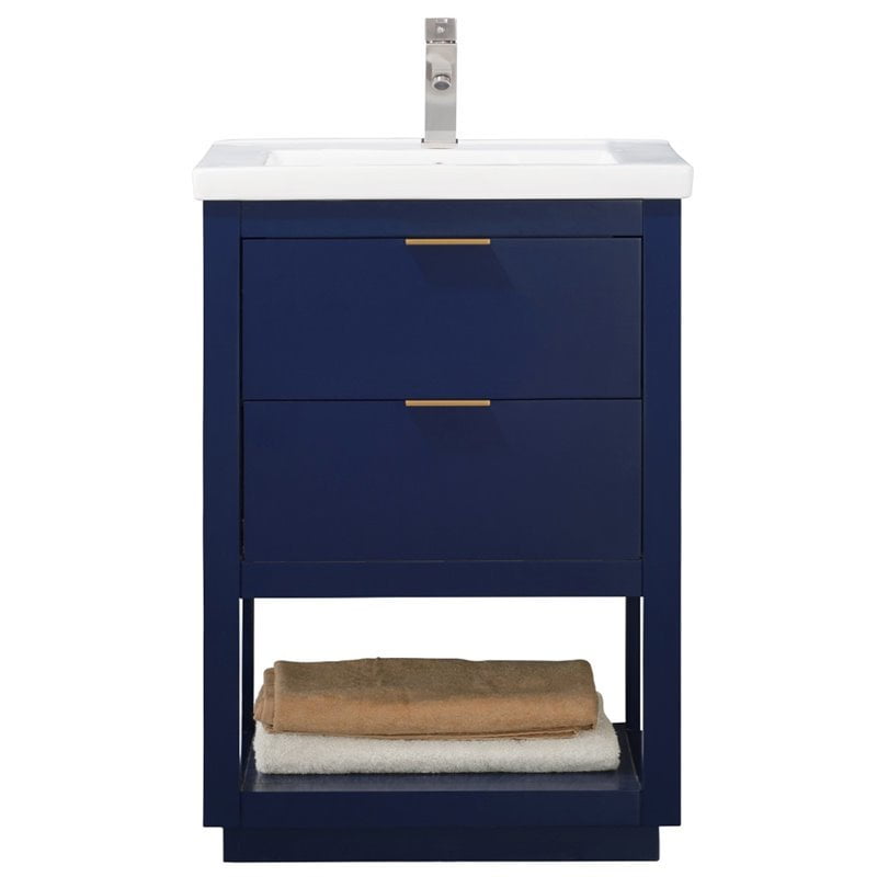 14.08 cu. ft. Klein Bath Vanity with Porcelain Vanity Top & White Basin, Blue
