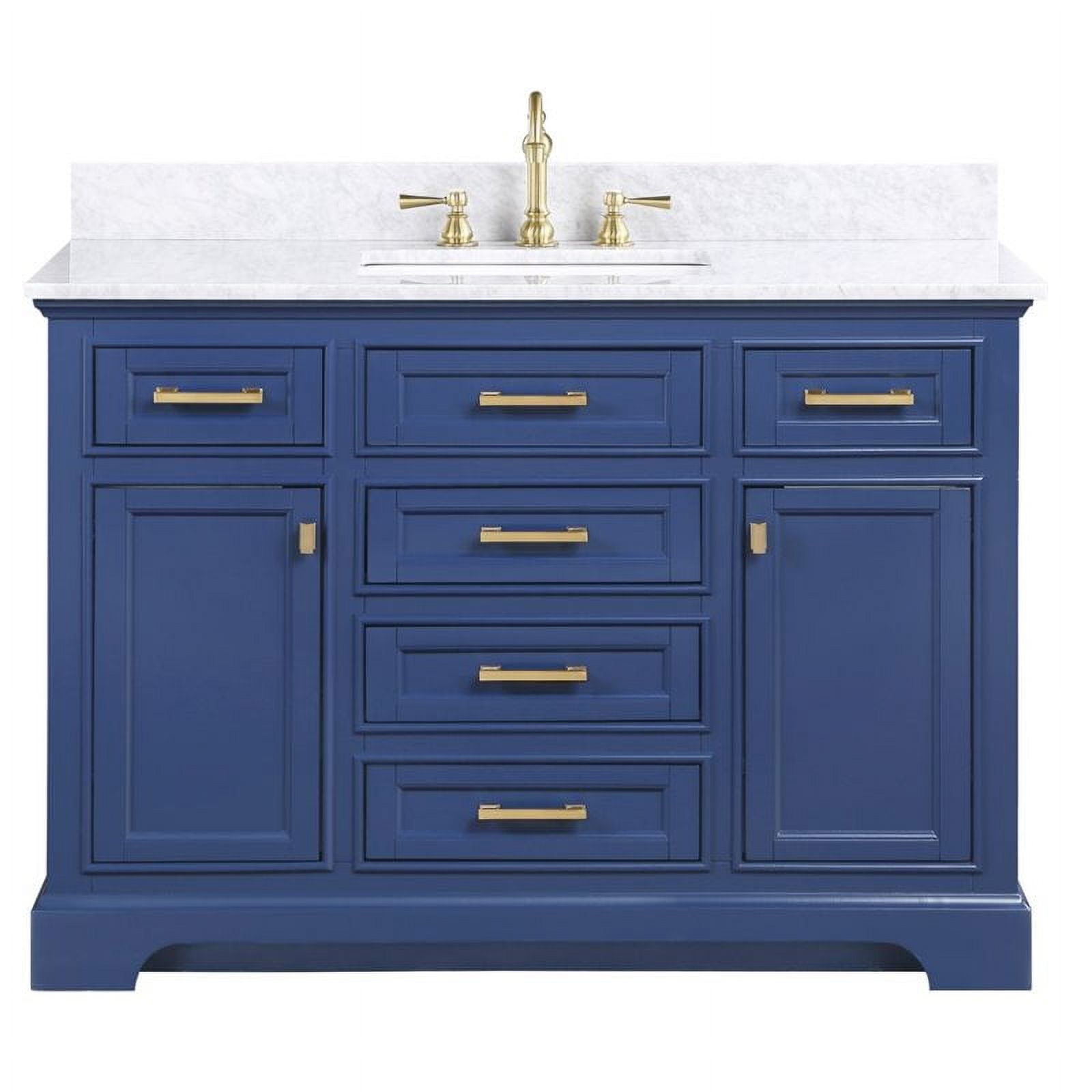 Milano Bath Vanity - Blue - 34.43 cu. ft. - Carrara Marble Top