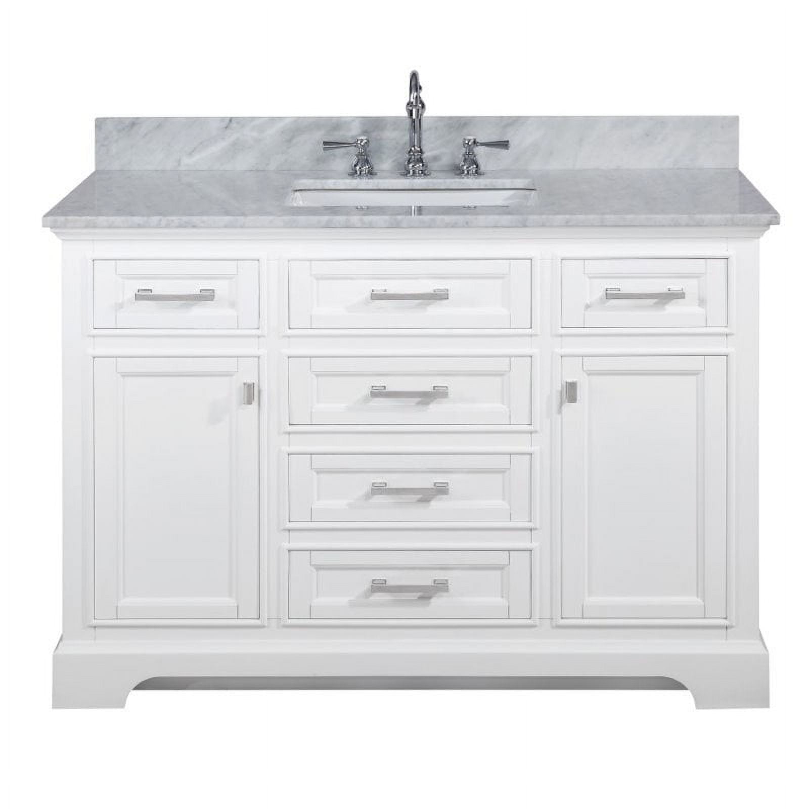 Milano Bath Vanity - White - 48in. - Carrara Marble Top