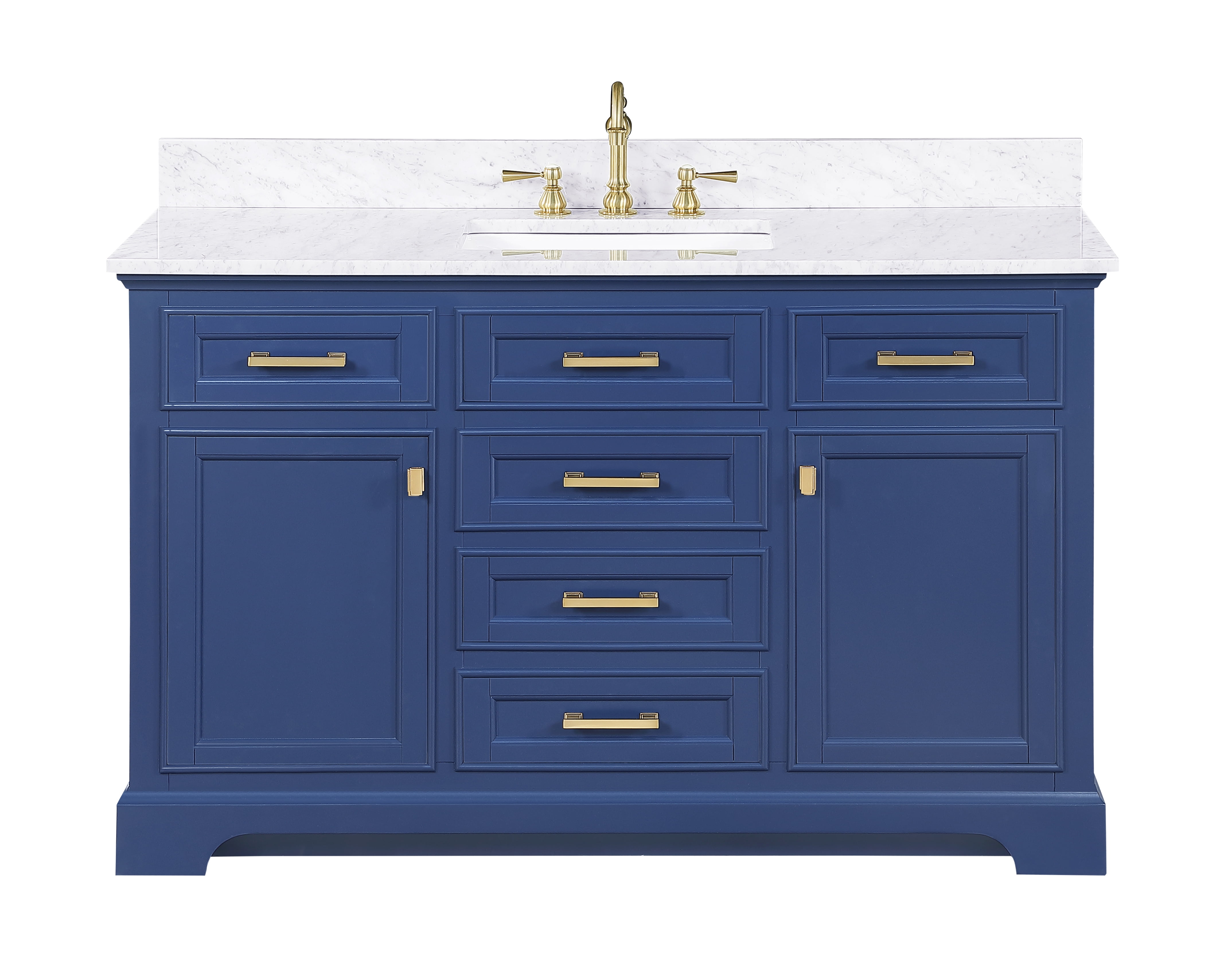 ML-54-BLU 38.4 cu. ft. Milano Bath Vanity with Carrara Marble Vanity Top & White Basin, Blue -  Design Element Group